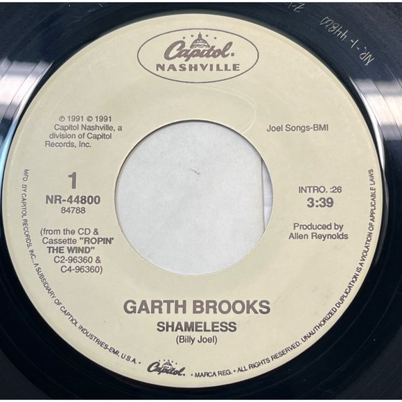 Garth Brooks Shameless / Against the Grain 45 Country Capitol Nashville 44800 - Picture 1 of 4